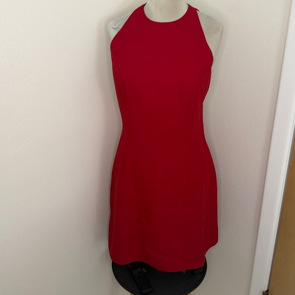 90’s Reggio red high neck strappy back cocktail mini dress 8 lined - Picture 5 of 8